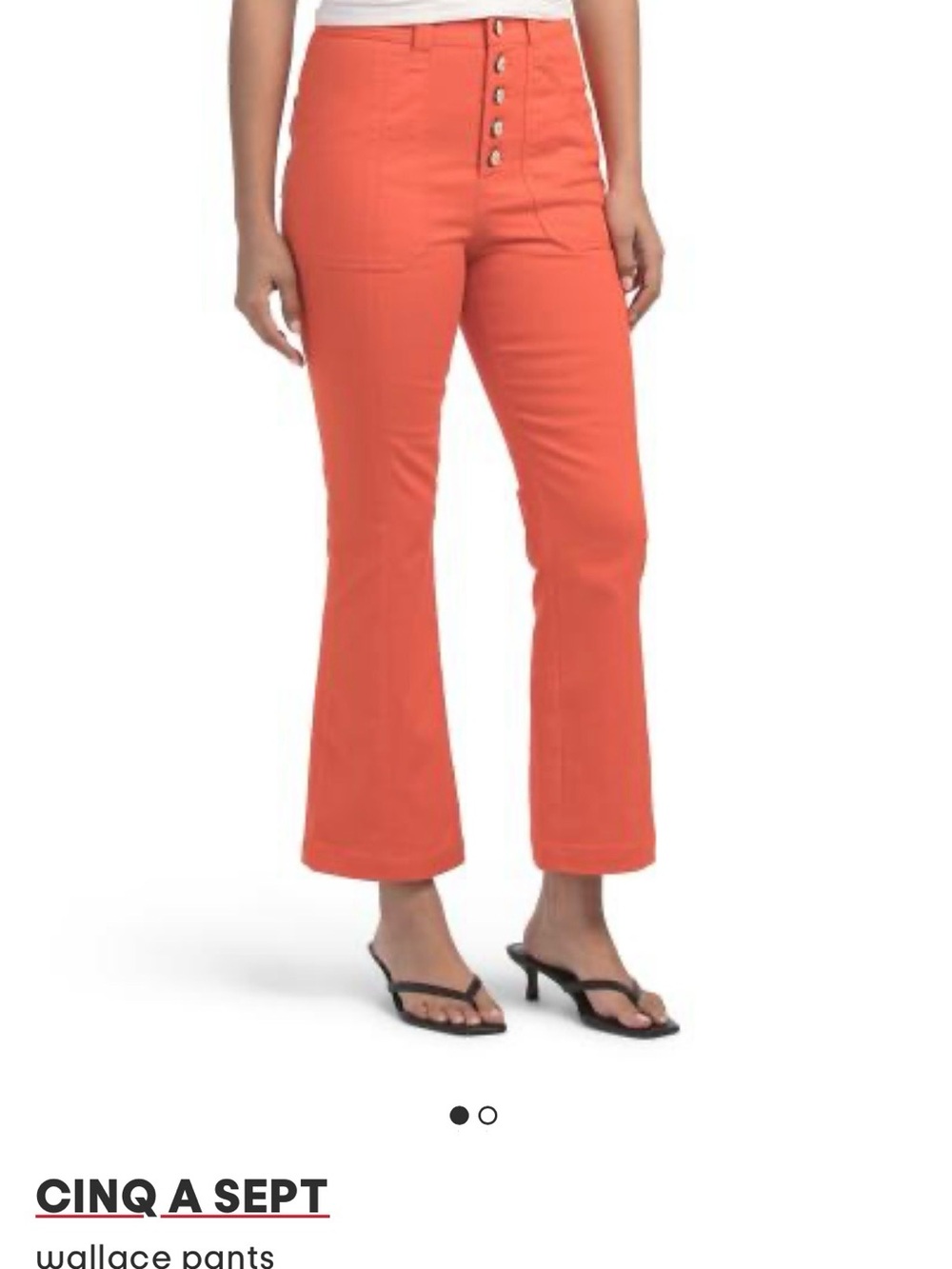 Cinq à Sept Wallace Pants Orange High Rise Button Fly Flare Size 14